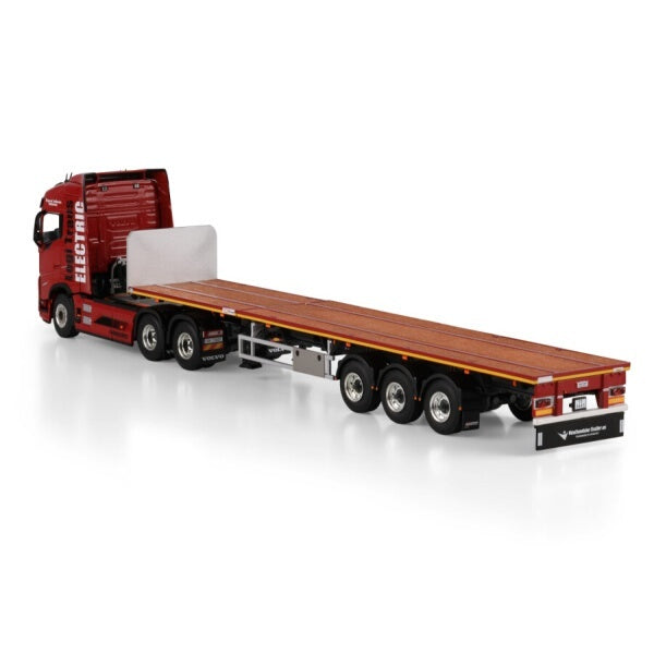 1:50 VOLVO LOGI TRANS FH5 6X2 FLATBED TRAILER 3 AXLE WSI  Red Diecast Model