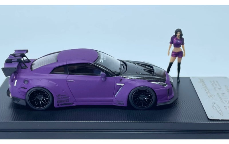1:64 Nissan GTR R35 LB   mymodelcollect Matte purple carbon cover w/ Figure Limited Edition 999PCS ONLY DIECAST Model