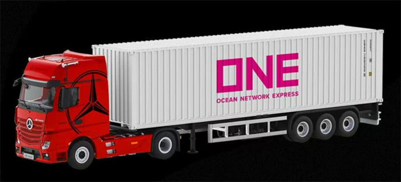 1:64 Mercedes-Benz Actros Red/white ONE TIMEMICRO x PERKA DIECAST Trailer & Tractor Model