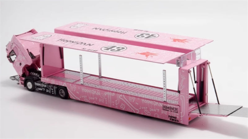Max well Scania S730 double decker transport vehicle Pink 1:64 Truck Pre-built Model