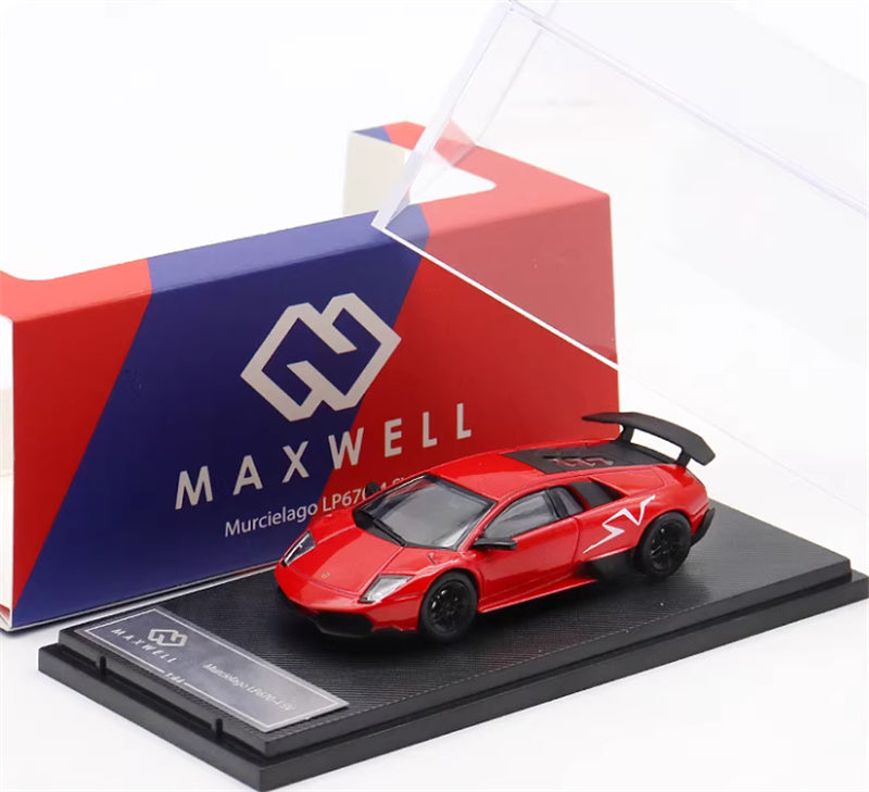 Max well Lamborghini Murcielago LP670-4 SV Red 1:64 Car Pre-built Airliner Model Display view5