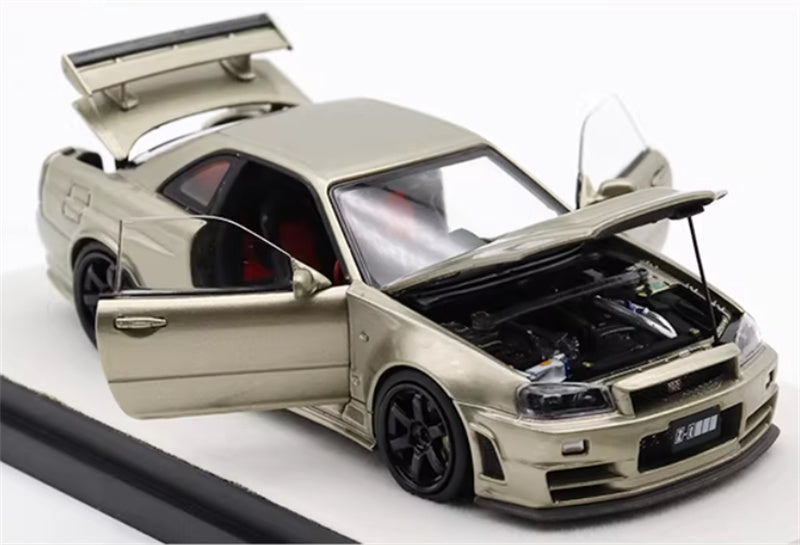 1:43 Nissan GTR Nismo R34 Z-TUNE  Jade Green  PGM x onemodel Regular Edition White base Limited Edition 688PCS ONLY DIECAST Car Model