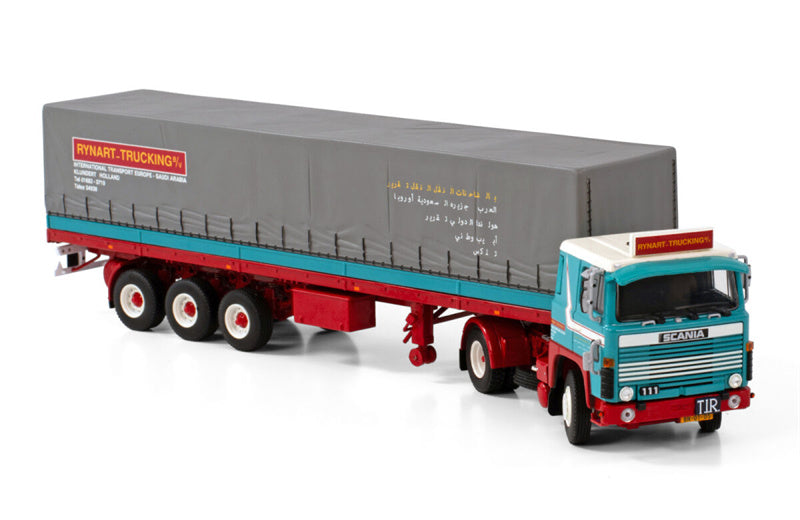 WSI SCANIA 1 SERIES 4X2 CLASSIC CURTAINSIDE TRAILER - 3 AXLE RYNART TRUCKING 1:50 Truck Pre-built Model