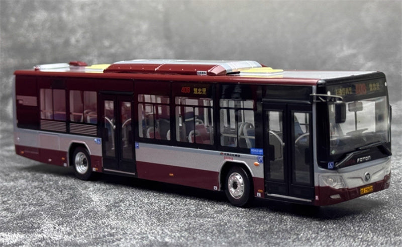 Beijing Public Transport Foton Ouhui BJ6123C7BDC-2 408 Route Bus burgundy 1:64 Bus Pre-built Model view8