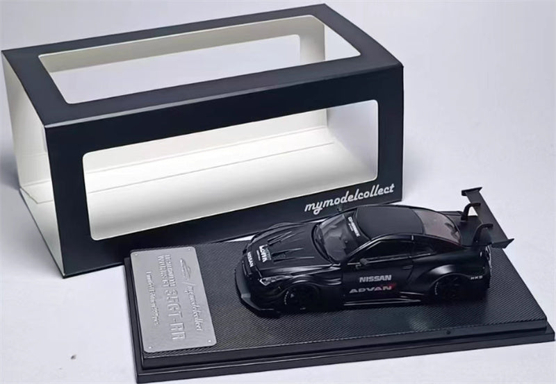 mymodelcollect Nissan 35GT-RR LBWK Limited Edition Matte Black ADVAN HKS 1:64 Car Pre-built Model view5