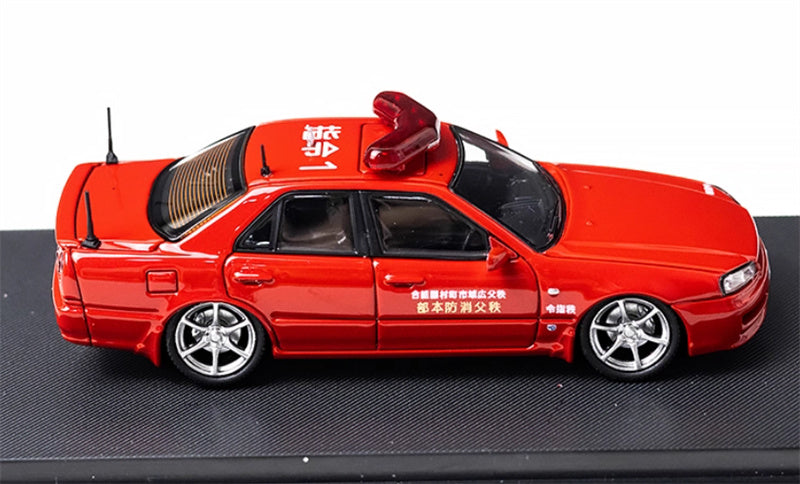 Mortal Nissan GTR ER34 SKYLINE URAS Modified Edition Fire truck red Limited Edition 699PCS ONLY 1:64 Car Pre-built Model view3