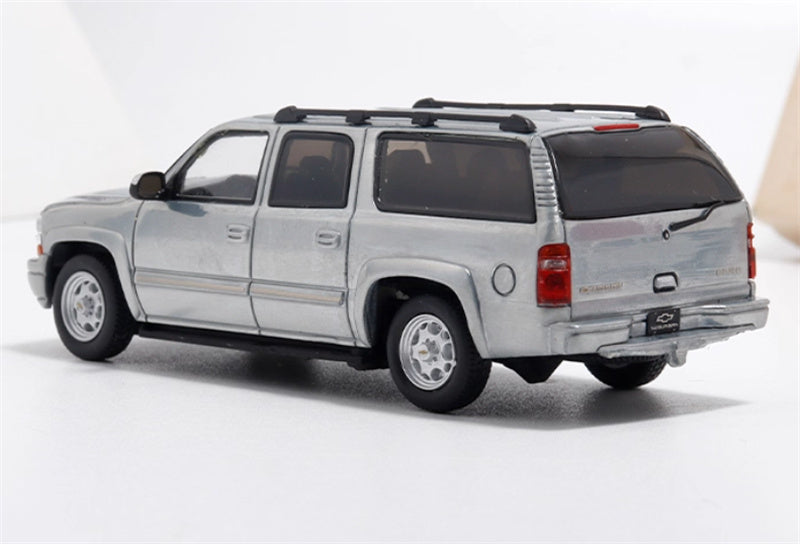 MK Miniatures 2003 Chevrolet Suburban SUV Silver clear brushed version 1:64 Car Pre-built Model view2