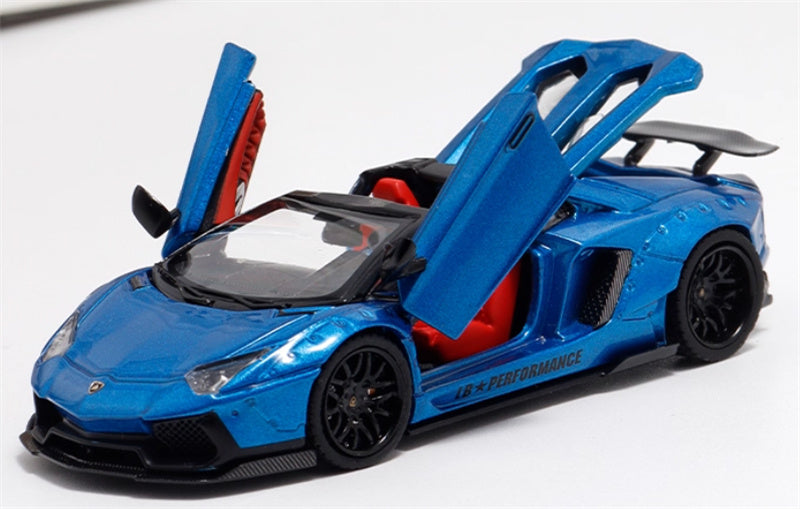 Rhino Model Lamborghini AVENTADOR LP700-4 LBWK Supercar Limited Edition 666PCS ONLY Blue 1:64 Car Pre-built Model view1