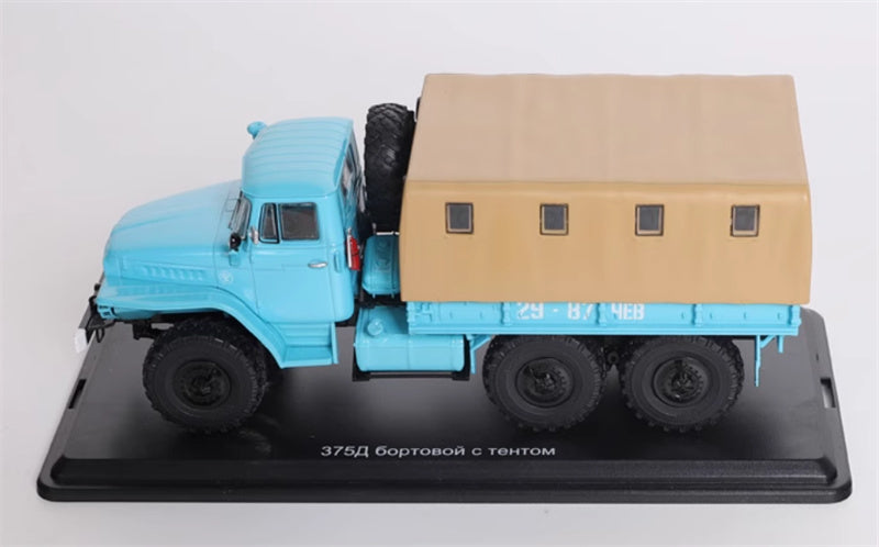StartScaleModels Soviet URAL-375D flatbed blue Truck with tent 1：43 Truck Pre-built Model