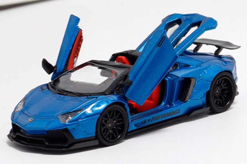 Rhino Model Lamborghini Aventador LP700-4 LBWK Convertible blue Limited Edition 666PCS ONLY 1:64 Car Pre-built Model view1