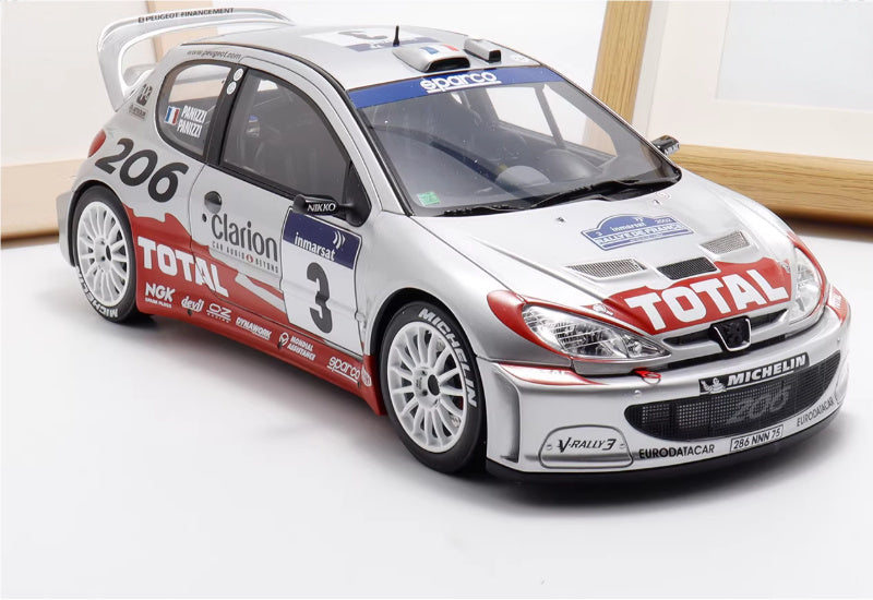 1:18 PEUGEOT 206 WRC PANIZZI TDC Rally 2002 silver gray  OTTO Limited Edition 2000PCS ONLY Resin Car Model