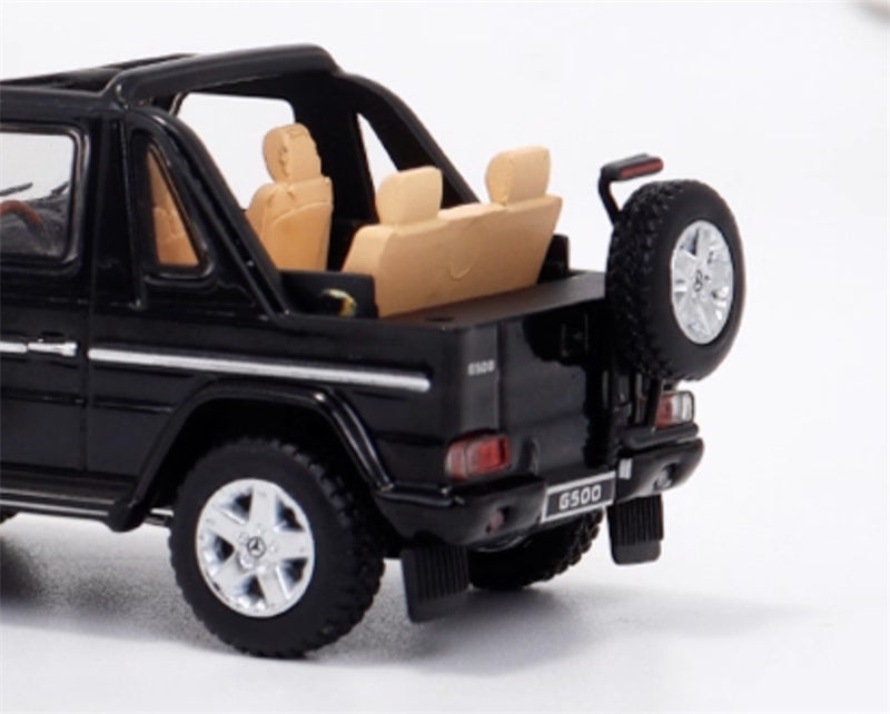 GCD Mercedes benz G500 two-door short-wheelbase convertible off-road with roof comes with 4 tires black LHD 1:64 Car Pre-built Model view5