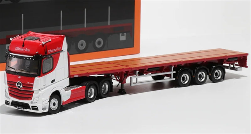 GCD Mercedes Benz Actros 3-Axle Gigaspace 6x2 Semi-trailer truck & scaleble Red white 1:64 Truck Pre-built Model view2