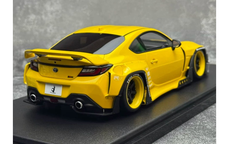 1:18 Toyota GR86 Yellow Rocket Bunny GT Spirit PANDEM Wide Body Resin Car Model