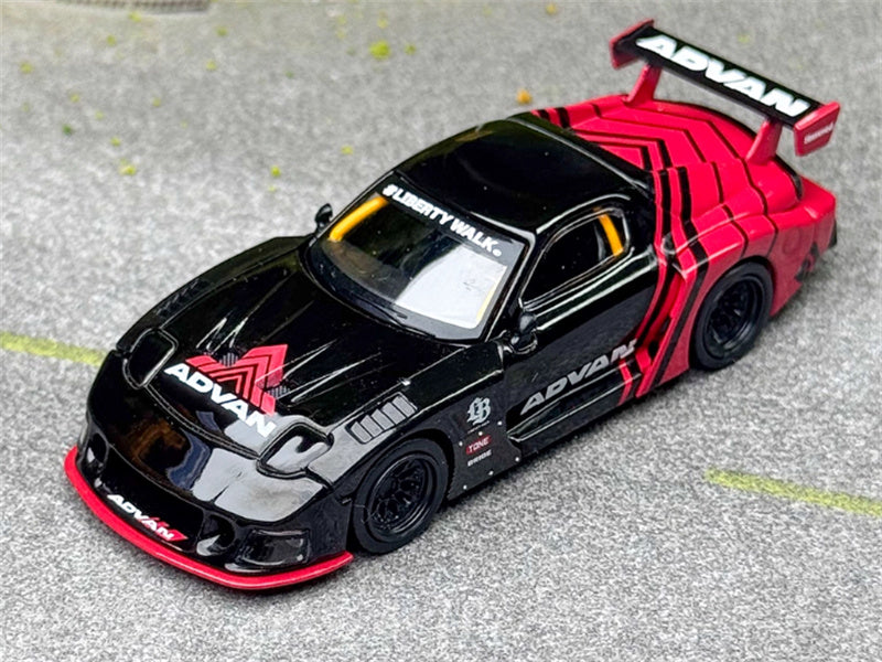 MINIGT Mazda RX-7 LB-Super Silhouette Advan black and red coating color box packaging 1:64 Car Pre-built Model view5