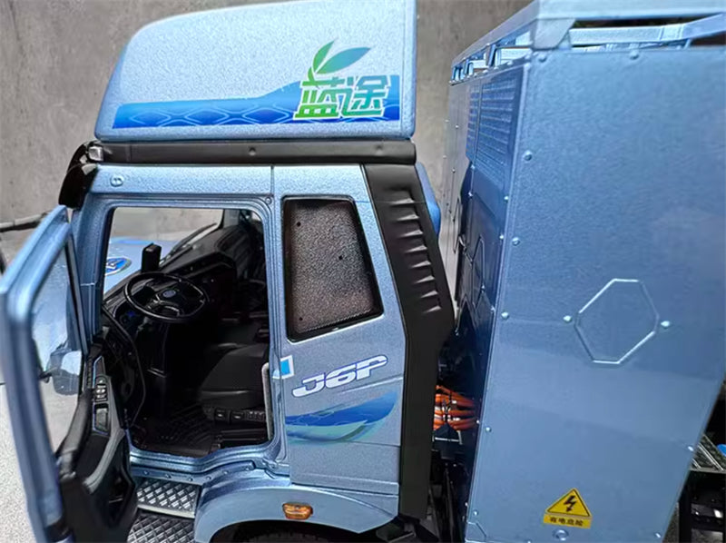 FAW Jiefang J6P Lantu New Energy Tractor Pure Electric Sky Blue 1:24 Truck Pre-built Model