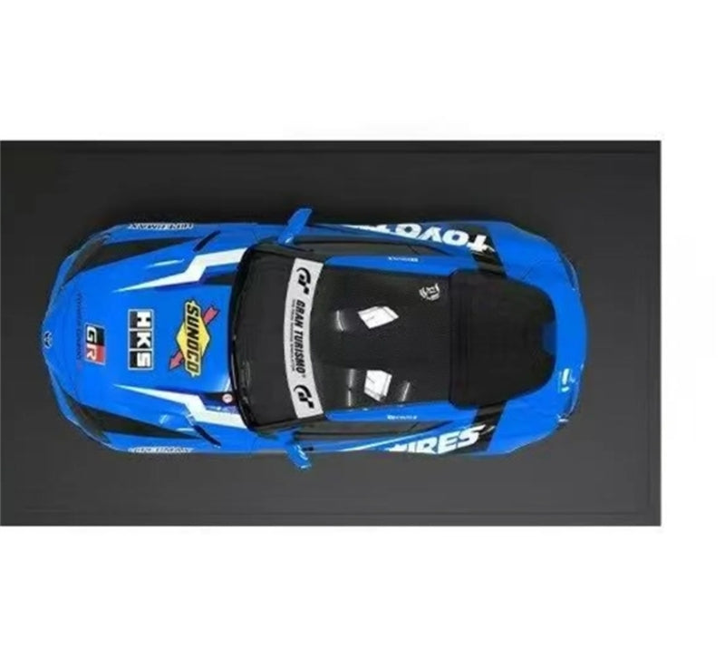 AURORA MODEL Toyota Supra A90 Blue HKS Regular Version Oriental Tires 1:64 car Pre-built Model view2