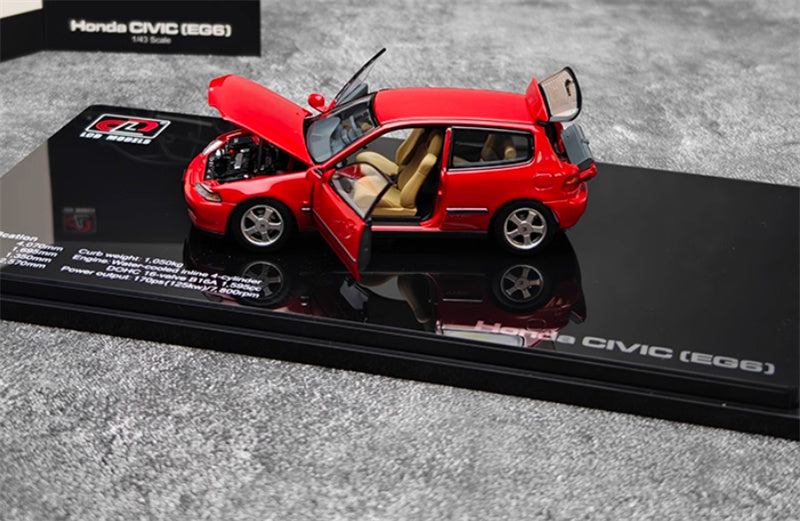 LCD-MODELS Honda Civic SiR II EG6 Fully open red Beige Interior 1:43 Car Model view10