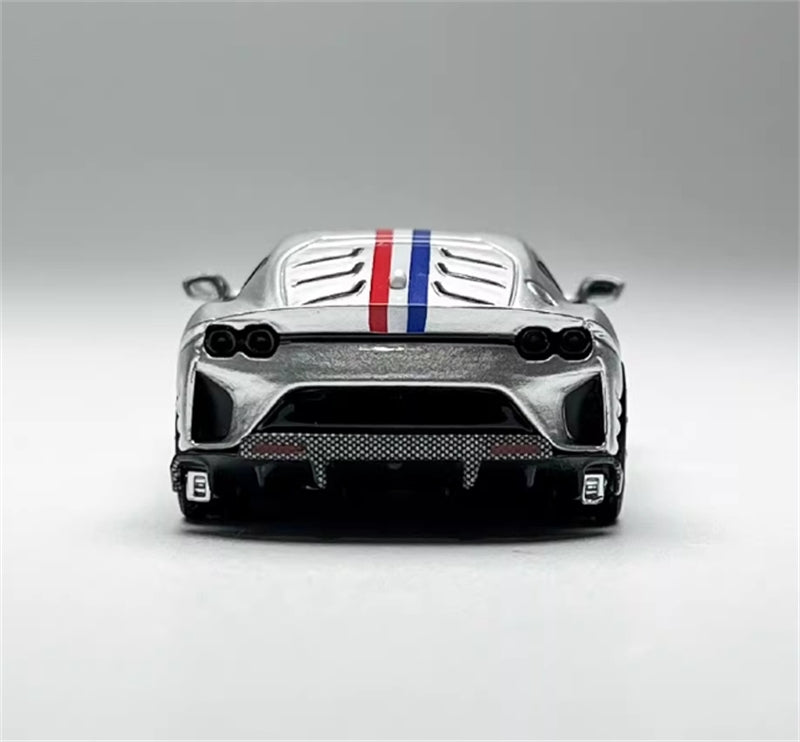 TOC Ferrari FE812C Coupe Sports ARGENTO NURBURGRING / FRENCH TRICOLORE STRIPE 1:64 Car Pre-built Model