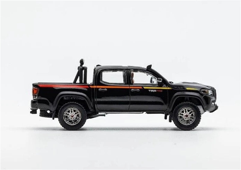 GCD TOYOTA Tacoma TRD PRO Pickup Black with Stripes LHD 1:64 Truck Pre-built Model view7