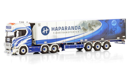 WSI SCANIA S HIGHLINE CS20H 6X2 TAG AXLE REEFER TRAILER - 3 AXLE Haparanda Fjarrtransport 1:50 Model