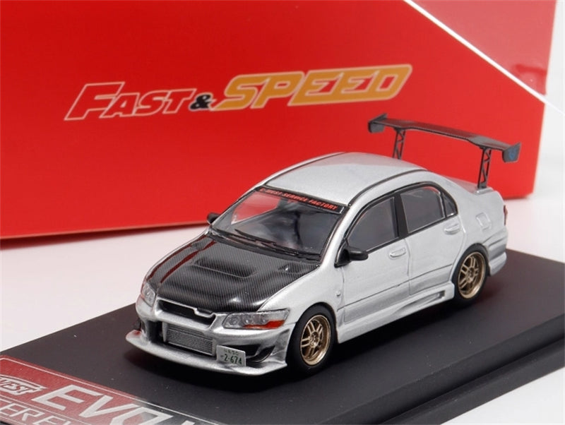 FAST & SPEED Mitsubishi Lancer Evolution VII MK7 Silver Limited Edition 999PCS ONLY 1:64 car Pre-built Model view8