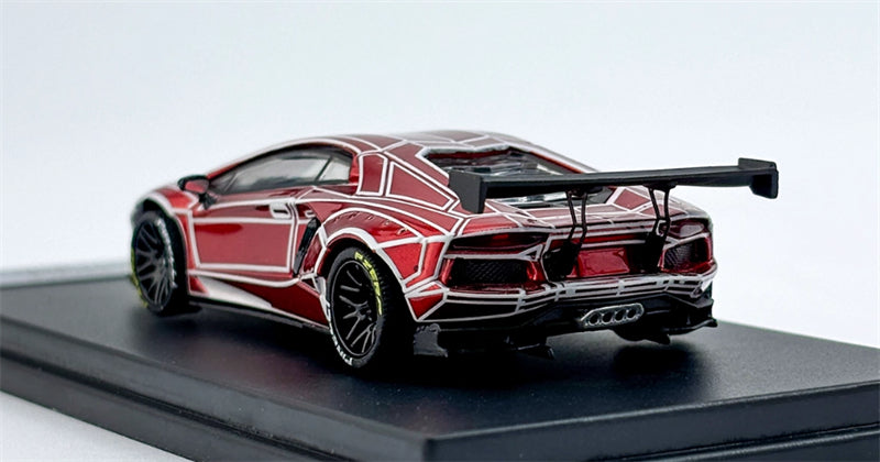 KING MODEL Lamborghini LP700 AVENTADOR Burst Pattern Luminous Edition Electroplated Red 1:64 Car Pre-built Model view3