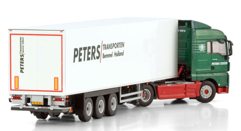 WSI MAN TGX XLX EURO 6 FACELIFT 4X2 BOX TRAILER - 3 AXLE Peters Transporten 1:50 Truck Pre-built Model