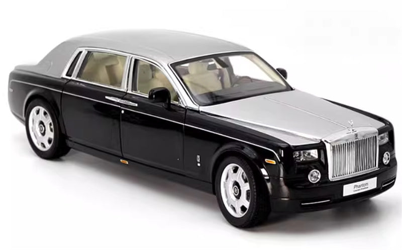 KYOSHO Rolls Royce Phantom Extended Edition Black silver dual color Silver emblem off white interior 1:18 Car Pre-built Model view9