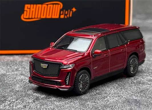 Shadow pro Cadillac Escalade ESV 2023 SUV Burgundy Red 1:64 car Pre-built Model view2
