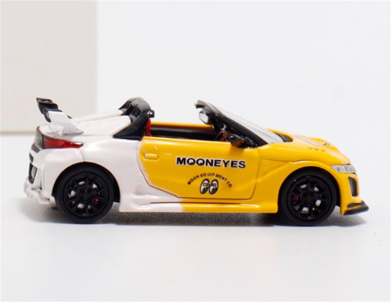 Mortal Honda S660 Mugen Convertible Wide body modified version Small tail wing moon eye coating - with top cover 1:64 Car Pre-built Model view3