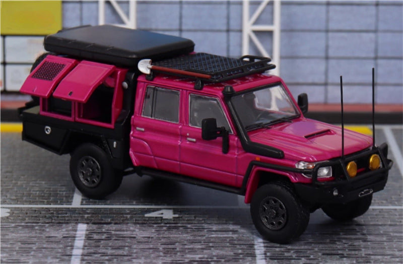 Autobots Models Toyota Land Cruiser LC79 Pickup Camping Vehicle Pink Double Row 1:64 Truck Pre-built Model view5