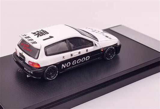 SW Honda Civic EG6 Osaka JDM Police Car Limited Edition 499PCS 1:64 Car Pre-built Model view2