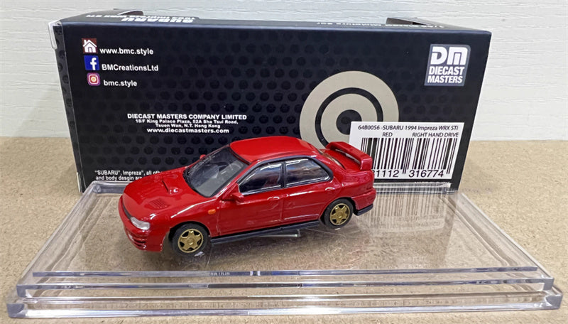 BM Creations SUBARU 1994 Impreza WRX STi RIGHT HAND DRIVE Red 1:64 Car Pre-built Model
