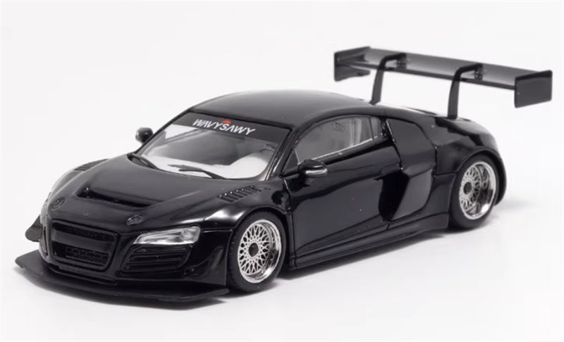 LeManFang Audi R8 LMS ULTRA high tail modified racing Black 1:64 Car Pre-built Model view1