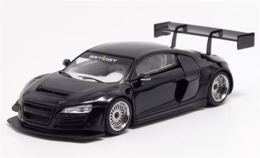 LeManFang Audi R8 LMS ULTRA high tail modified racing Black 1:64 Car Pre-built Model view1