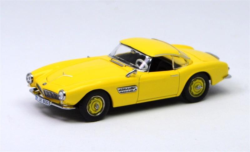 GFCC BMW 507 Roadster Retro Car 1957 Yellow Convertible hardtop 1:64 car Pre-built Model view1