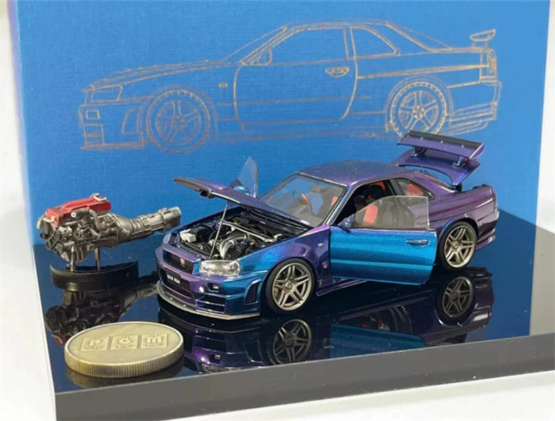 1:43 Nissan GT-R R34 Z Tune  chameleon PGM x onemodel Deluxe Edition Limited Edition 688PCS ONLY DIECAST Model