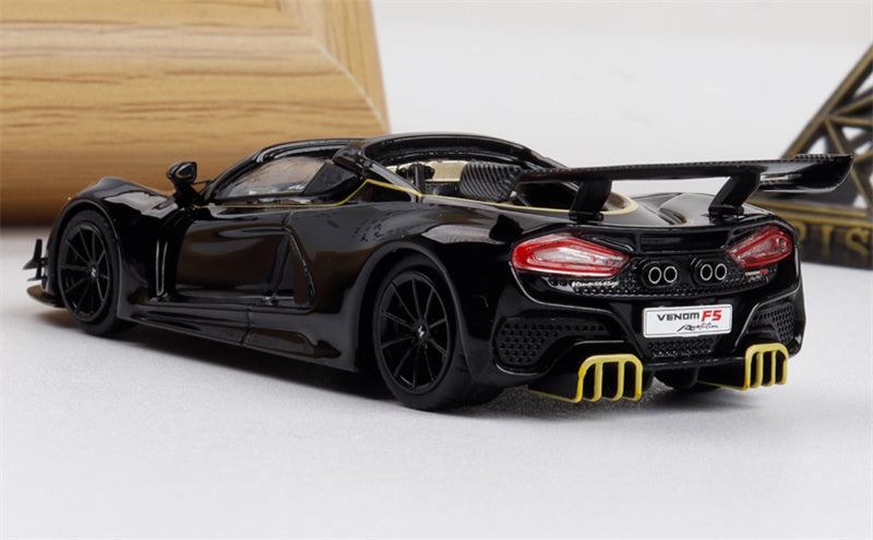 Rhino Model Hennessey Venom F5 Limited Edition 999PCS ONLY Black w/ Figure 23# 1:64 Car Pre-built Model view6