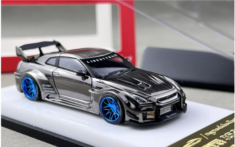 1:64 Nissan 35GT-RR   mymodelcollect Blue wheel electroplating brushed gray Limited Edition 999PCS ONLY DIECAST Model
