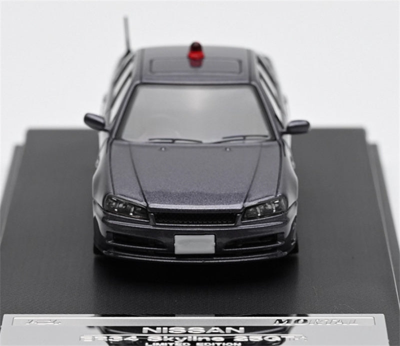 Mortal Nissan GTR ER34 25GT SKYLINE URAS Modified Edition Police car gray Limited Edition 699PCS ONLY 1:64 Car Pre-built Model view6