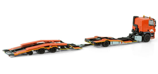 WSI DAF CF SLEEPER CAB MY2017 RIGED TRUCK TRANSPORTER TRUCK 4X2 TRUCK TRANSPORTER DRAWBAR TRAILER - 3 AXLE De Rooy 1:50 Model