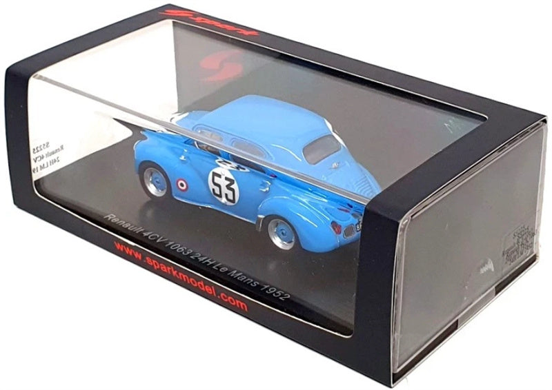 Spark Renault 4CV 1063 #53 24H Le Mans 1952 A. Briat blue 1:43 Car Pre-built Model view4