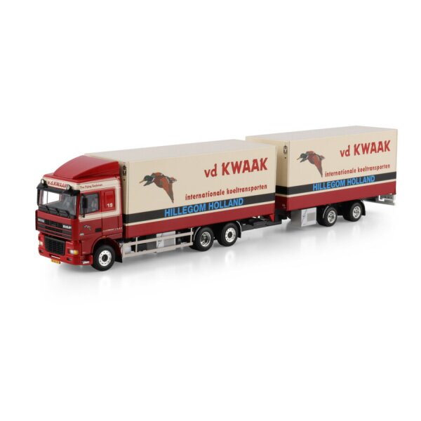 1:50 DAF VAN DER KWAAK 95XF 6X2 REEFER TRUCK DRAWBAR TRAILER WSI Diecast Model