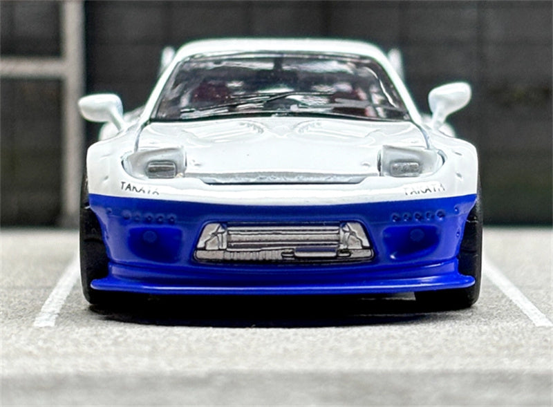 Master Mazda RX-7 FC3S Rocket Runny Pandem White Blue Double Match Limited Edition 1:64 Car Pre-built Airliner Model Display view8