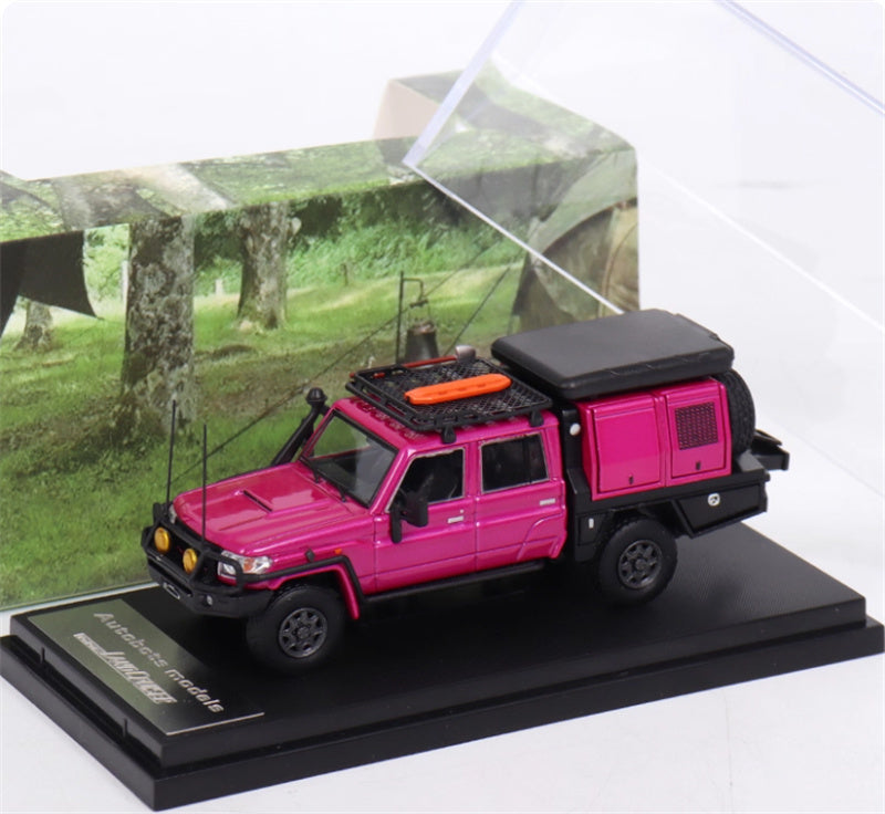 Autobots Models Toyota Land Cruiser LC79 Pickup Camping Vehicle Pink Double Row 1:64 Truck Pre-built Model view7