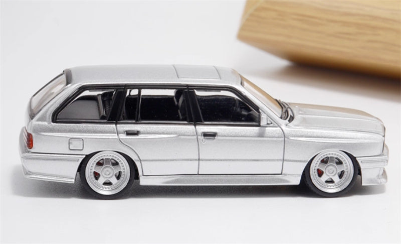 Mortal BMW E30 3 Series Touring Lowered Version Openable Hood silver Limited Edition 499PCS ONLY 1:64 Car Pre-built Model view4