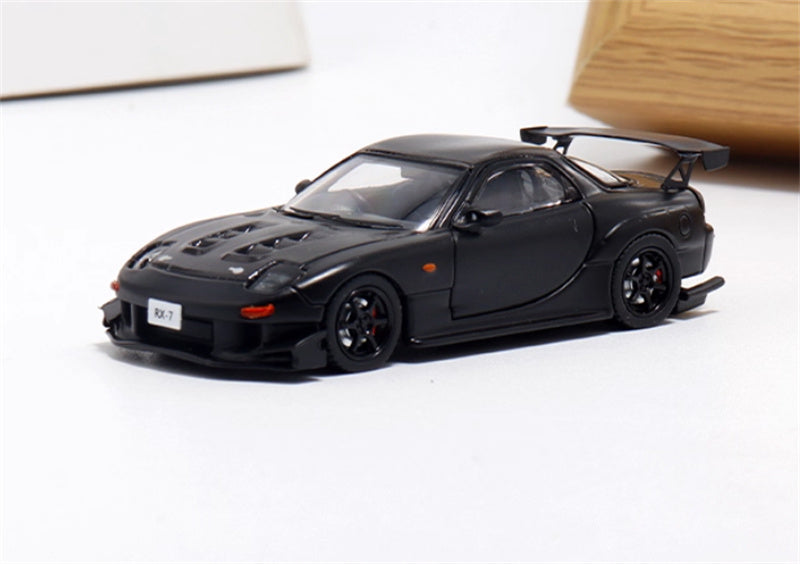 mymodelcollect Mazda RX-7 FD3S Black carbon Hood 1:64 Car Pre-built Model view1