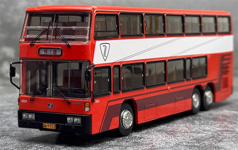 AUTO-GLIMPSE JLY6121S Jinling double layer Original factory paint Special 1 Route red 1:64 Bus Pre-built Model view1