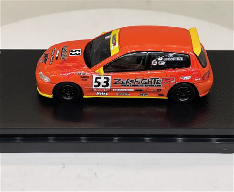 SW Honda Civic EG6 Orange 53# Limited Edition 499PCS ONLY 1:64 Car Pre-built Model view3